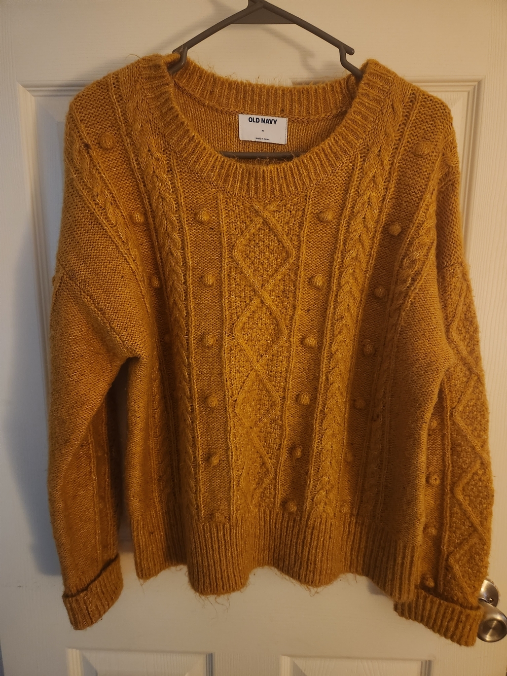 Old Navy Mustard Cable Bobble Crewneck Sweater